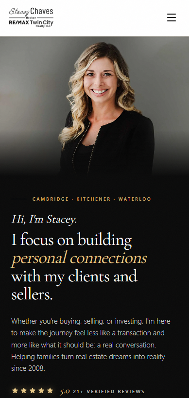 Example of a Parcel-built realtor site rendered on a phone